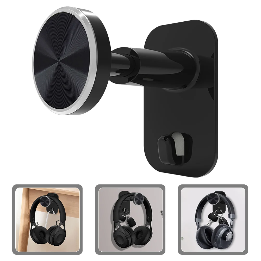

2 Pcs Wall-mounted Strong Nail-free Adhesive Multifunctional Storage Hook Retractable Headphone Bracket 2pcs Black Earphone Abs