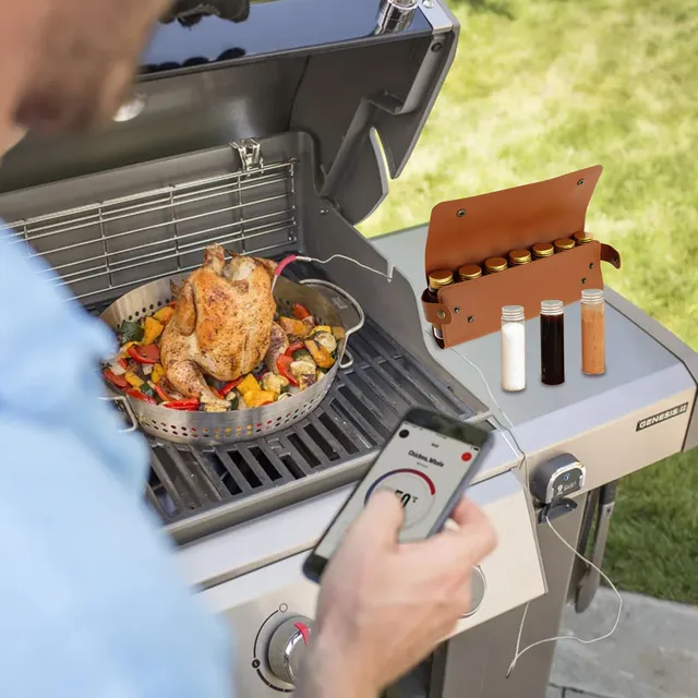 Borsa Spezie In Vera Pelle SK Wild Ones - 6 Barattoli Per Campeggio E Outdoor