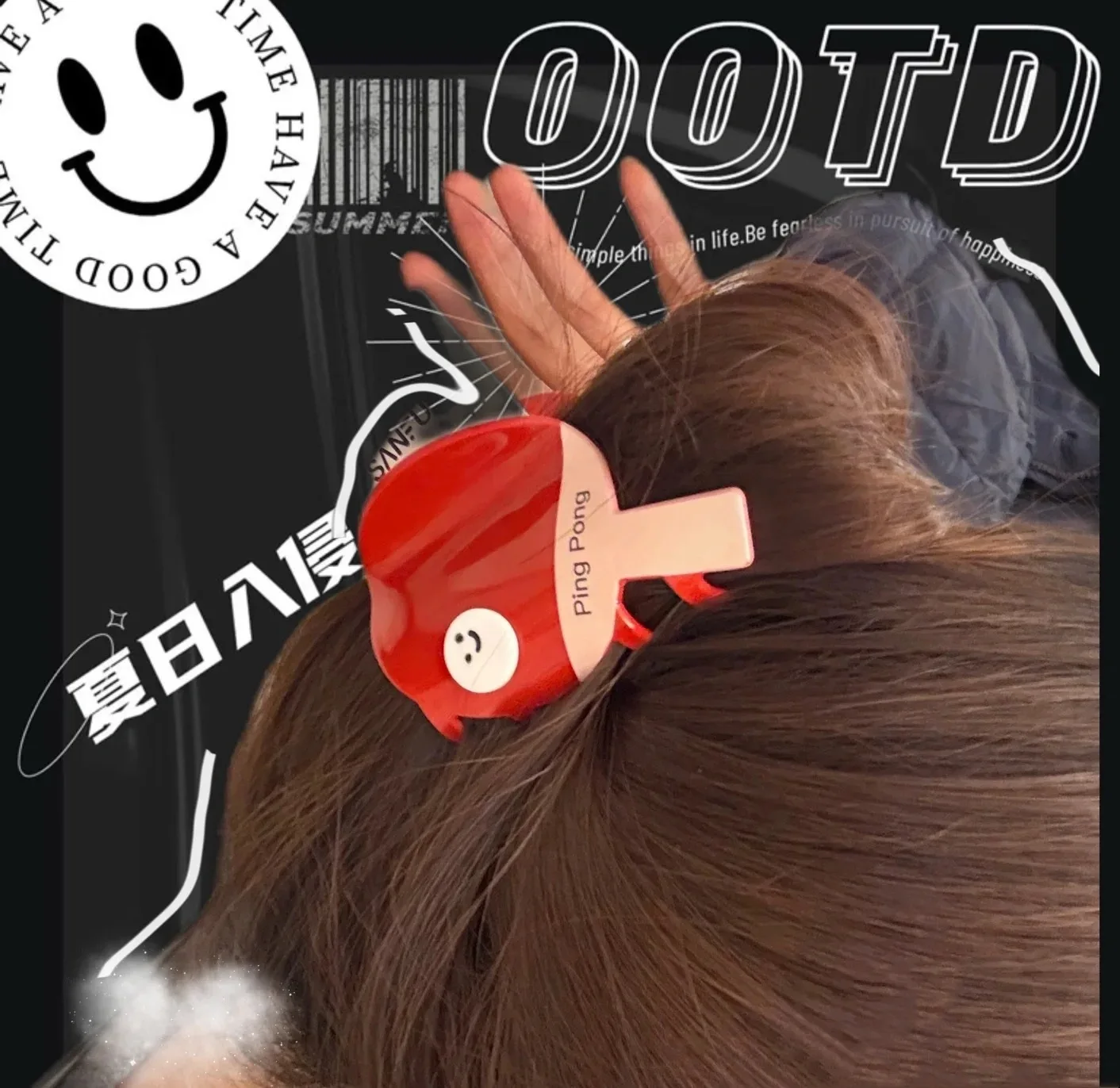 Haarspangen für Damen, Tischtennis, Badminton, Haarklammern, Cartoon, niedlich, Kawaii, modisch, lustig, personalisierbar, Haarschmuck für Mädchen – Detail 2
