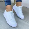 New Women Flat Casual Sneaker Spring Lace Up Sports Solid Color Walking Shoes 5