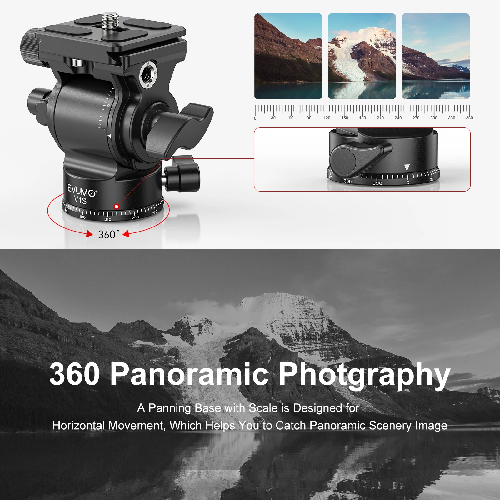 EVUMO V1S Mini Video Head Carbon Fiber Handle Hydraulic Tripod Head Arca Swiss Quick Release Plate for DSLR Camera 3kg Max Load