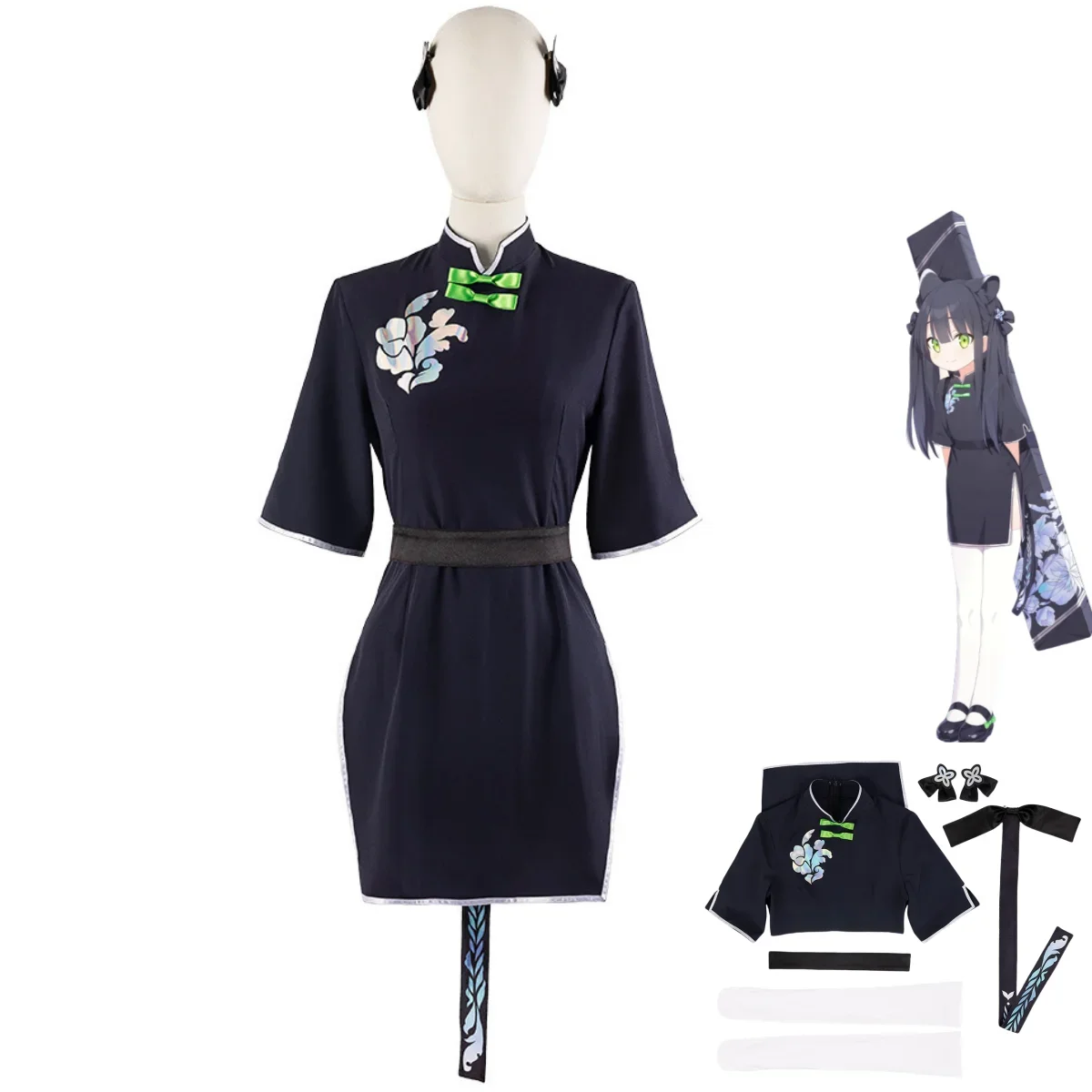 

Anime Game Blue Archive Sunohara Shun Cosplay Costume Childhood Chinese Style Cheongsam Qipao Woman Sexy Party Dress Suit