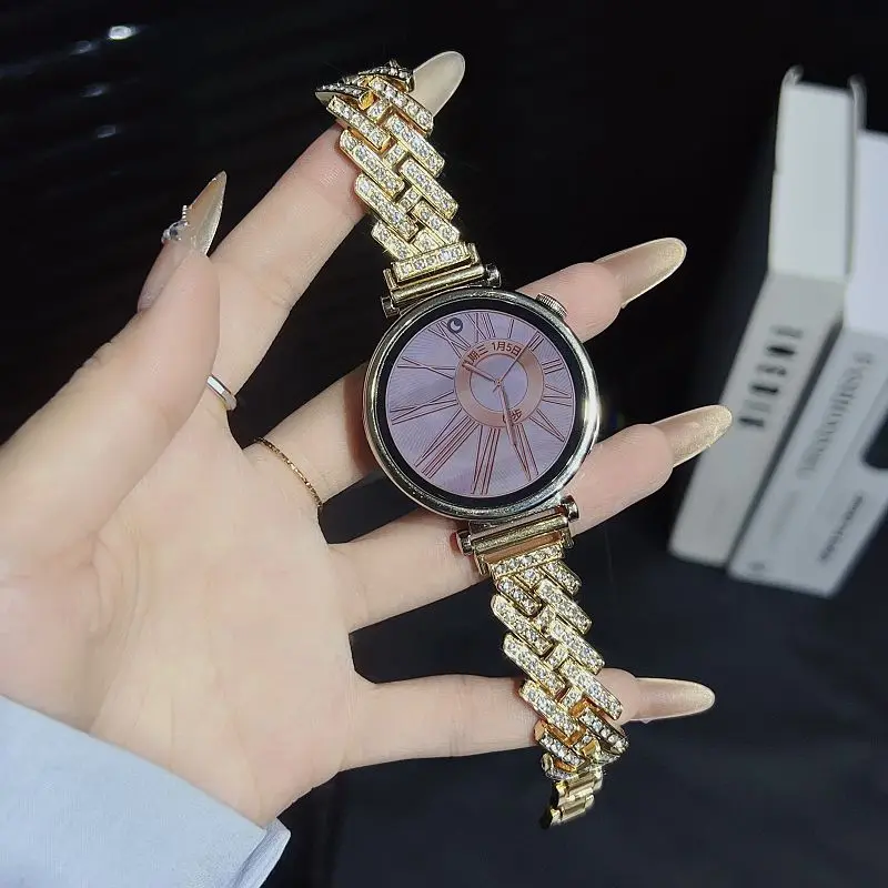 18mm Diamond Metal Strap with Bling Rhinestones - Elegant Bracelet Watch Band