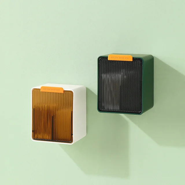 Új Falra Szerelt Pamut Tampon Tárolódoboz Ingyenes Lyukasztó Fürdőszoba Wc Kozmetikai Rekesz Tároló Doboz Fiók - Image 2