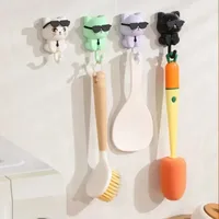 Wall Key Holder Cartoon Sunglasses Cat Hook Self Adhesive Wall-mounted Hooks Non-marking Cool Gift Key Hanger Decorative Hooks 2