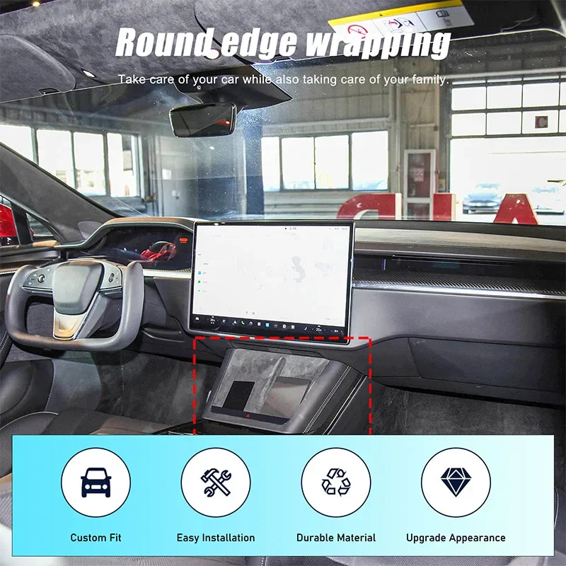 

For Tesla Model S 2023+ Car Central Control Charging Panel Frame Sticker Real Carbon Fiber Interior Accessories