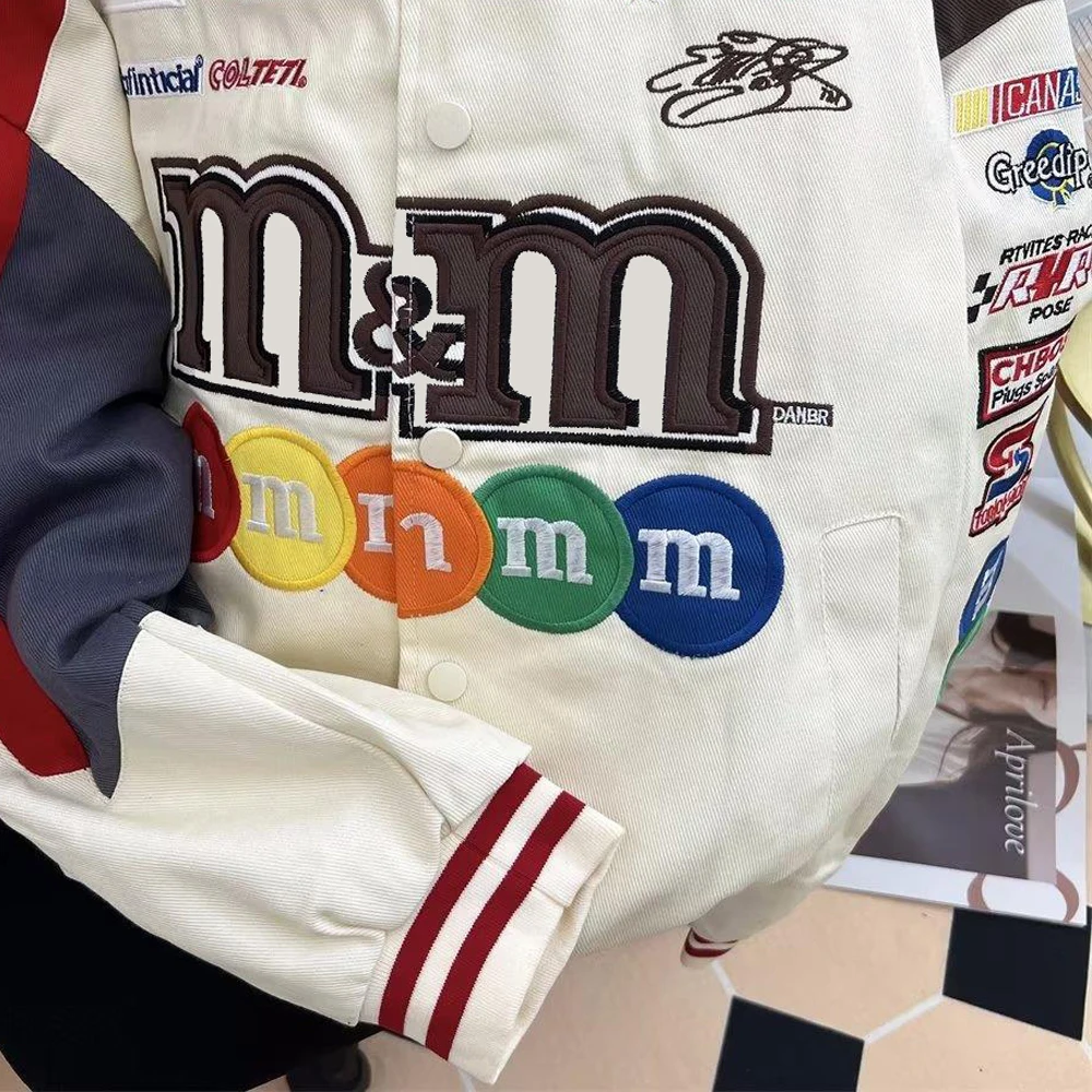 Unisex M&M Embroidered Bomber Jacket - true deals club