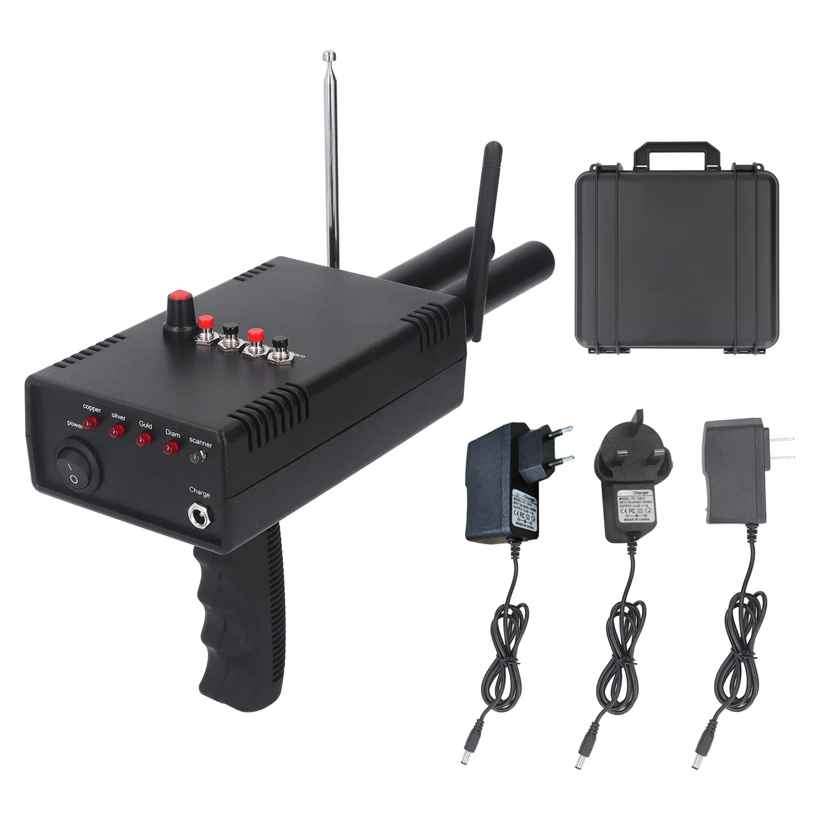 Handheld Pin Pointer Wand Metal Detector 1500m Range 30m Depth Treasure Searching Pinpointing Finder for Inspection 100‑240V