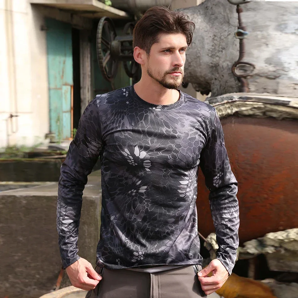 Tactical Shirt Men Clothing Tops Outdoor Camo Hunting Clothes Camping Casual Long Sleeves Shirts Breathable 4