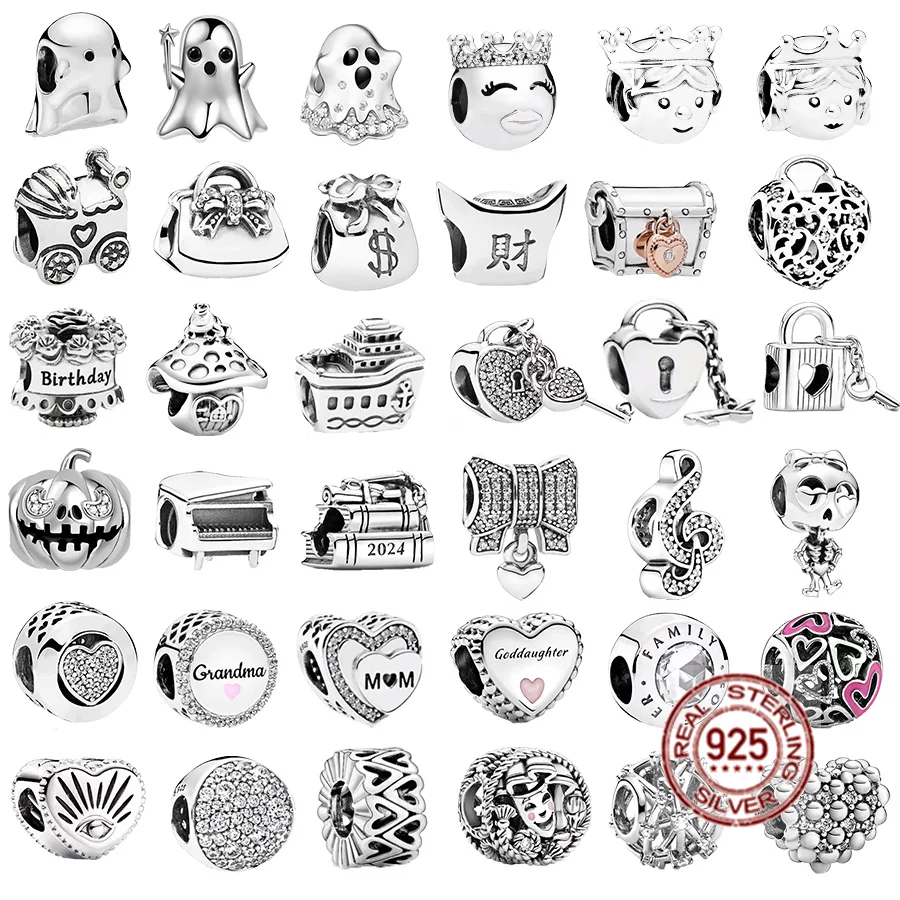 

Authentic 925 Sterling Silver Crown Prince & Princess，Cute Ghost Charm Bead Fit Original Pandora Bracelet DIY Jewelry For Women