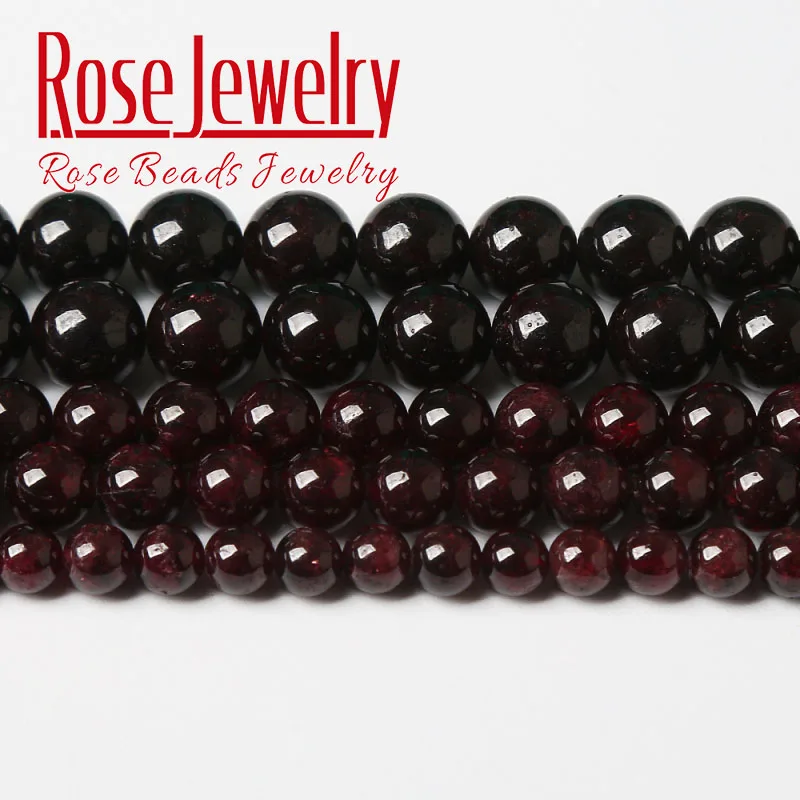 

A+ Natural Garnet Beads Dark Red Garnet Round Loose Stone Beads For Jewelry Making DIY Bracelet Accessories 4mm-12mm Whlolesale