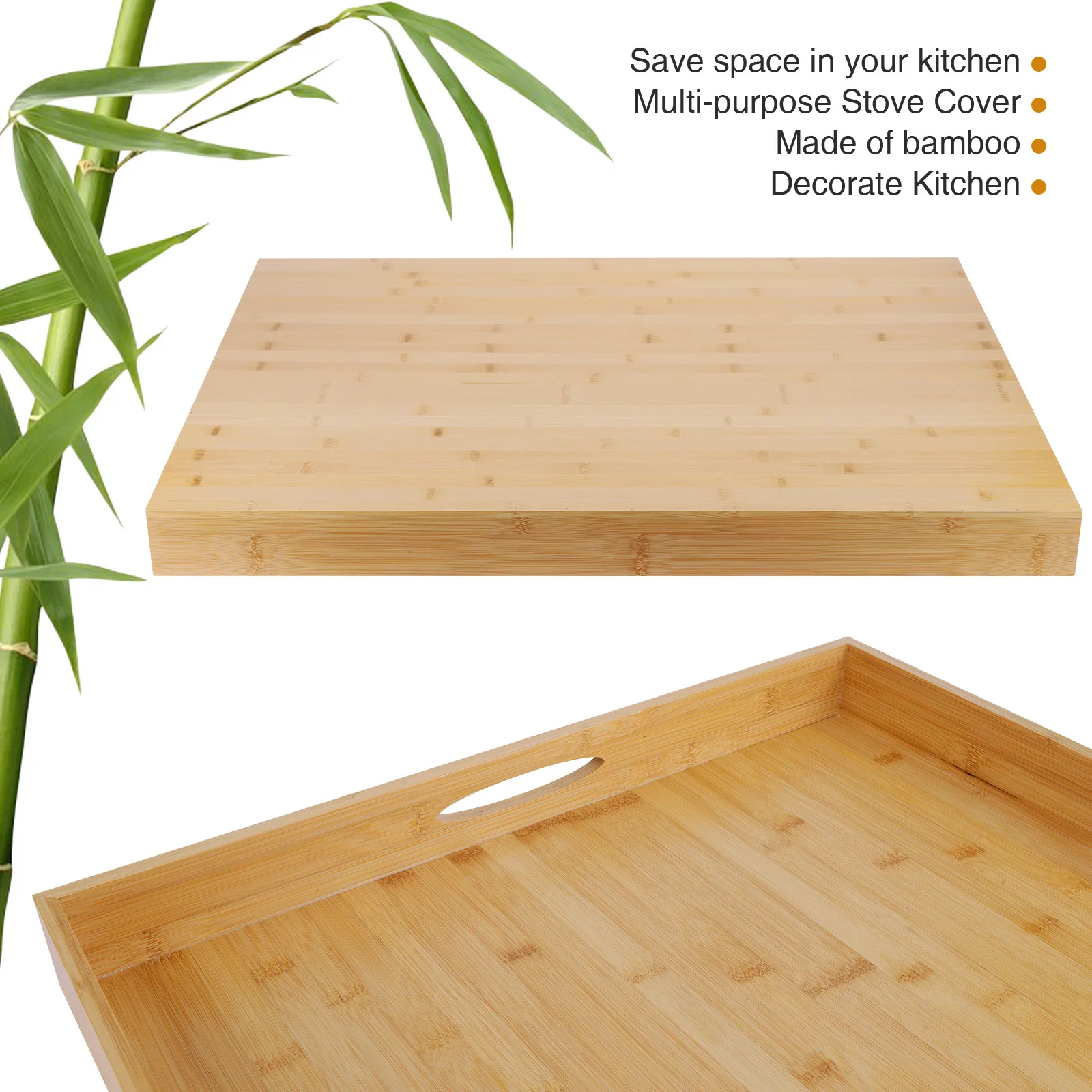 Bamboo Stove Top Cover Cutting Board Space Saving