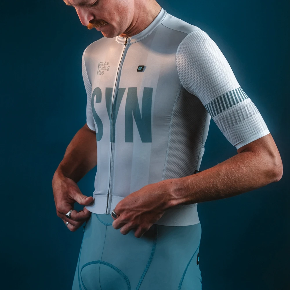 Silver-gray new SYN suit men's short-sleeved cycling jersey and bib shorts road matching Cycling Clothing 4