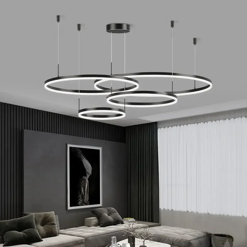 Nordic Ring Led Pendant Lights With Remote Control For Hall Bedroom Living Dining Room Chandelier Home Decor Suspension Fixture 2