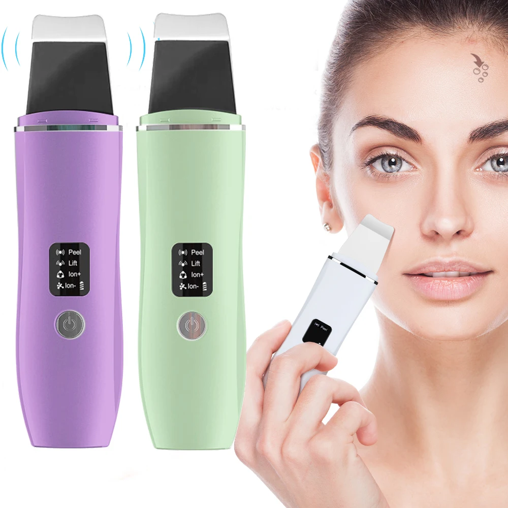 EMS Skin Scrubber Ultrasonic Vibration Peeling Machine Positive Negative Ion Acne Pore Blackhead Remover Firming Face Cleaner