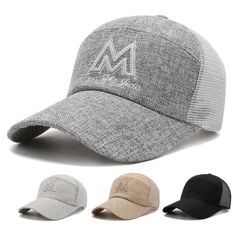 

Summer Men Mesh Baseball Cap Outdoor Sport M Letter Snapback Hat for Women Unisex Breathable Caps Hip Hop Trucker Hats
