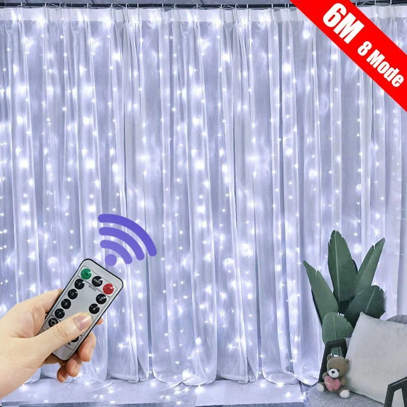 

3M 4M 6M LED Curtain Garland on The Window USB Festoon Fairy Lights with Remote New Year Garland Led Lights Christmas Decoration