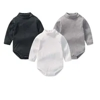 Cotton Fabric Baby Clothes Turtleneck Jumpsuit 0 To 24 Months Solid Bodysuit Comfortable Soft For Newborn Baby Boy Girl Romperbo 1