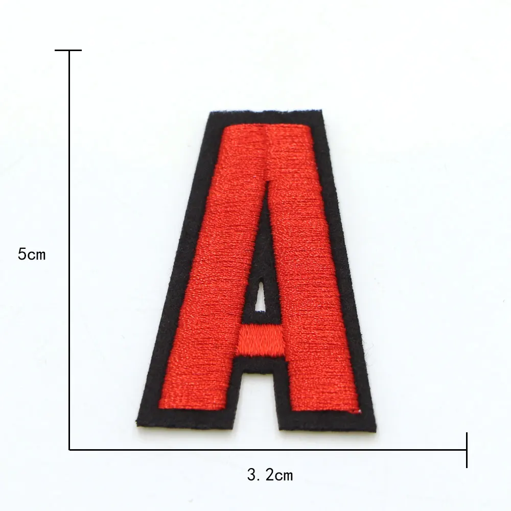 1pc roter Buchstabe a bis z gestickter Patch aufnähen/bügeln auf Patch Applique Kleidung Kleid Pflanze Hut Jeans Nähen Blumen Applikation DIY – Detail 4