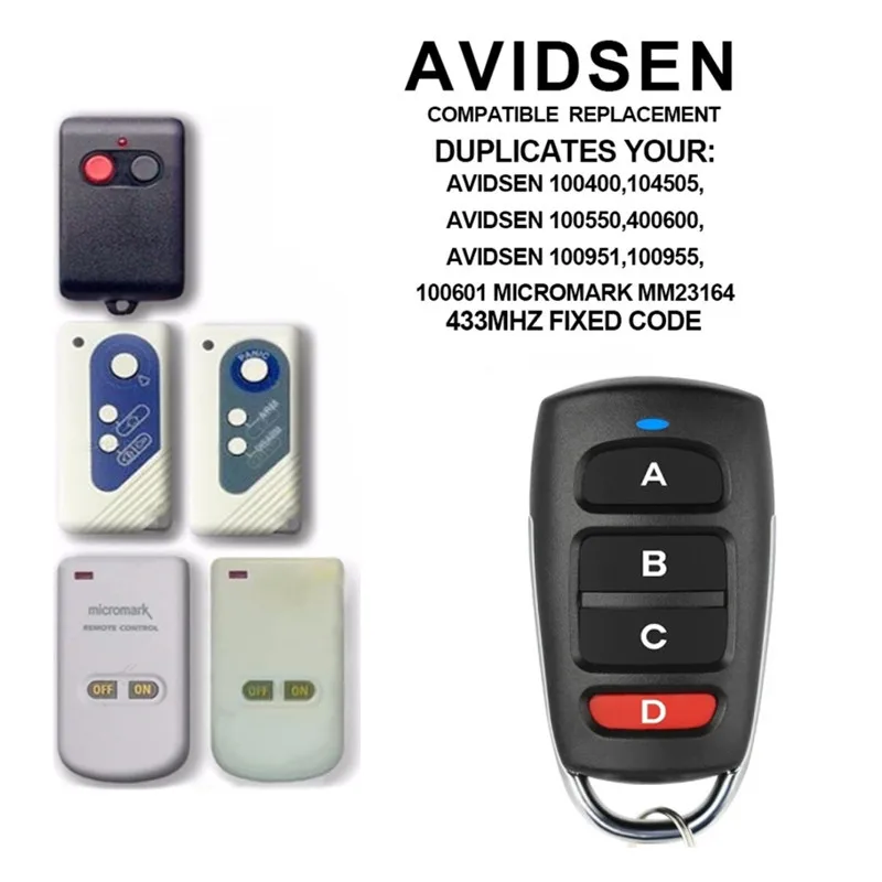 

AVIDSEN Remote Control 433.92mhz Gate Garage Door AVIDSEN 100951 100955 100550 100400 104505 433.92MHz Remote Control