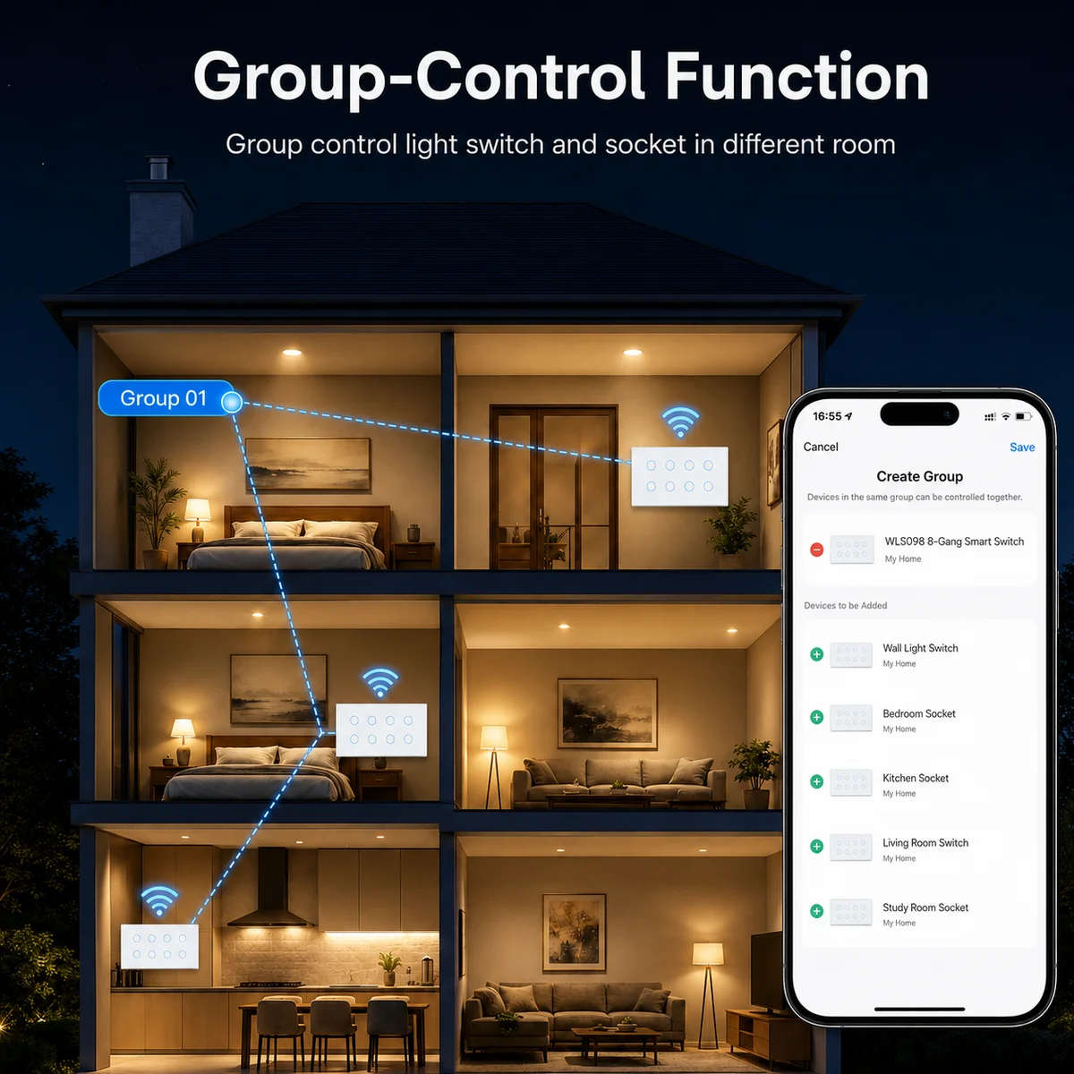 Melery 147 ZigBee Smart Light Switch TouchGlass Panel Wireless Interuptor 4/5/6 Gang Remote Control Alexa Google Home appliance — view 8