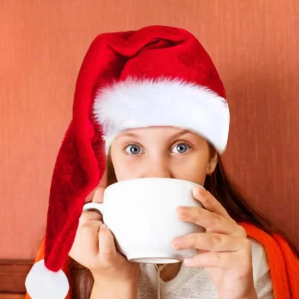 Super Long Christmas Hats Soft Comfortable Velvet Christmas Hat Durability Kids Adult Santa Hat Men's and women's