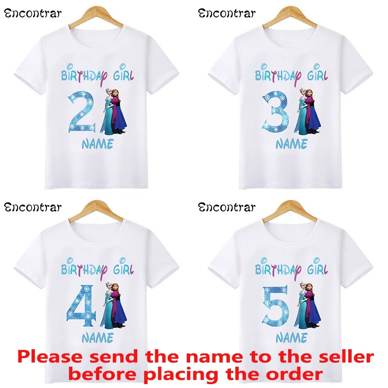 Disney Princess Frozen Elsa Anna Birthday Girl T-Shirt Abbigliamento Per Bambini 1 2 3 4 5 6 7 8 9 Anni Maglietta Per Ragazze Abbigliamento Per Bambin