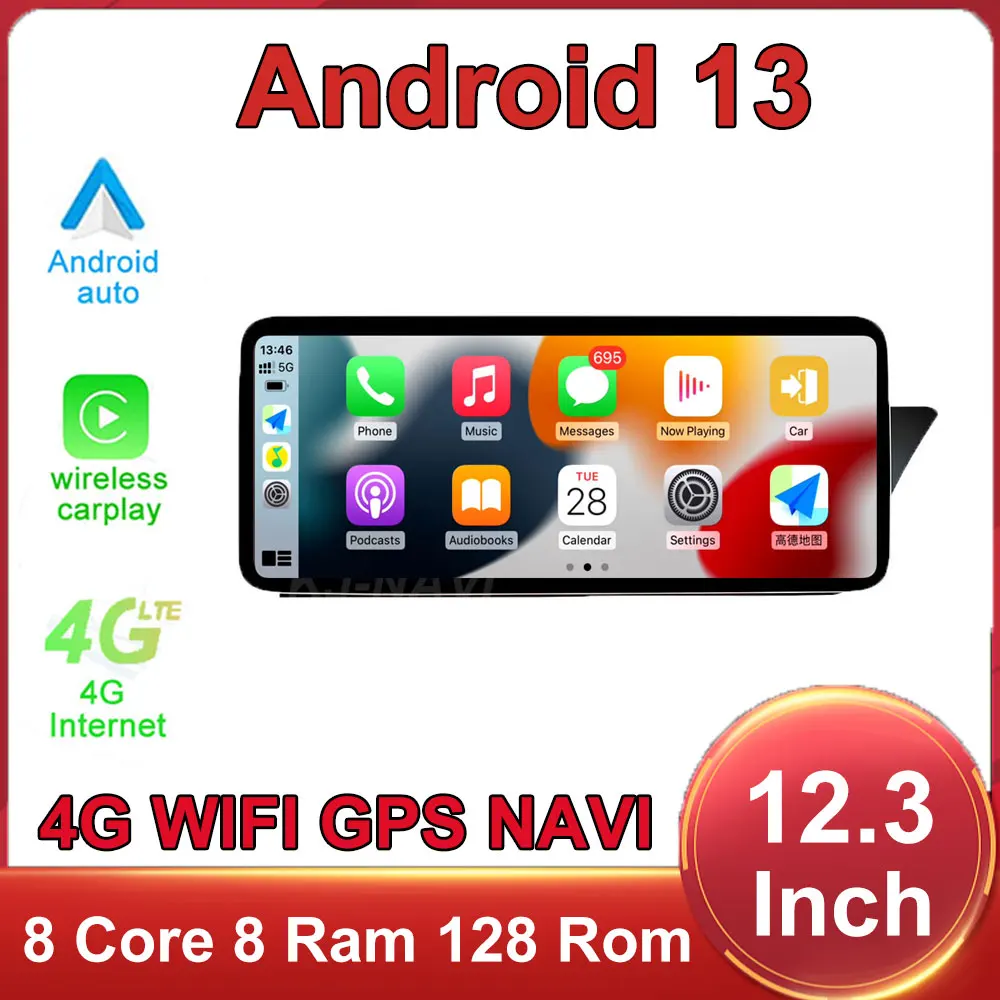 

Android 13 Auto Screen Car Accessories Carplay Monitors Multimedia Player RHD For Audi A4 A5 S4 S5 A4L B8 2009-2016 4G