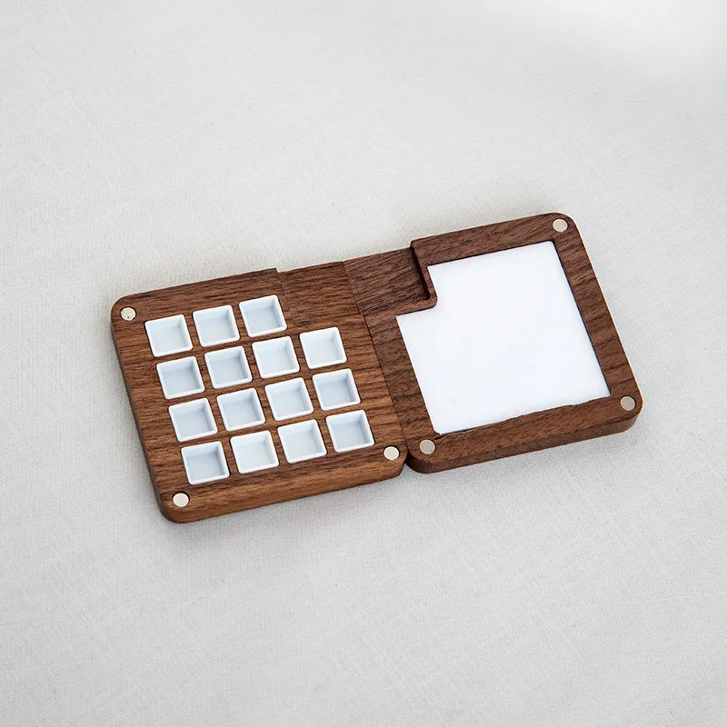 Compact Wooden Sketchbook Palette Box for Watercolor Painting (No Paint Included)
