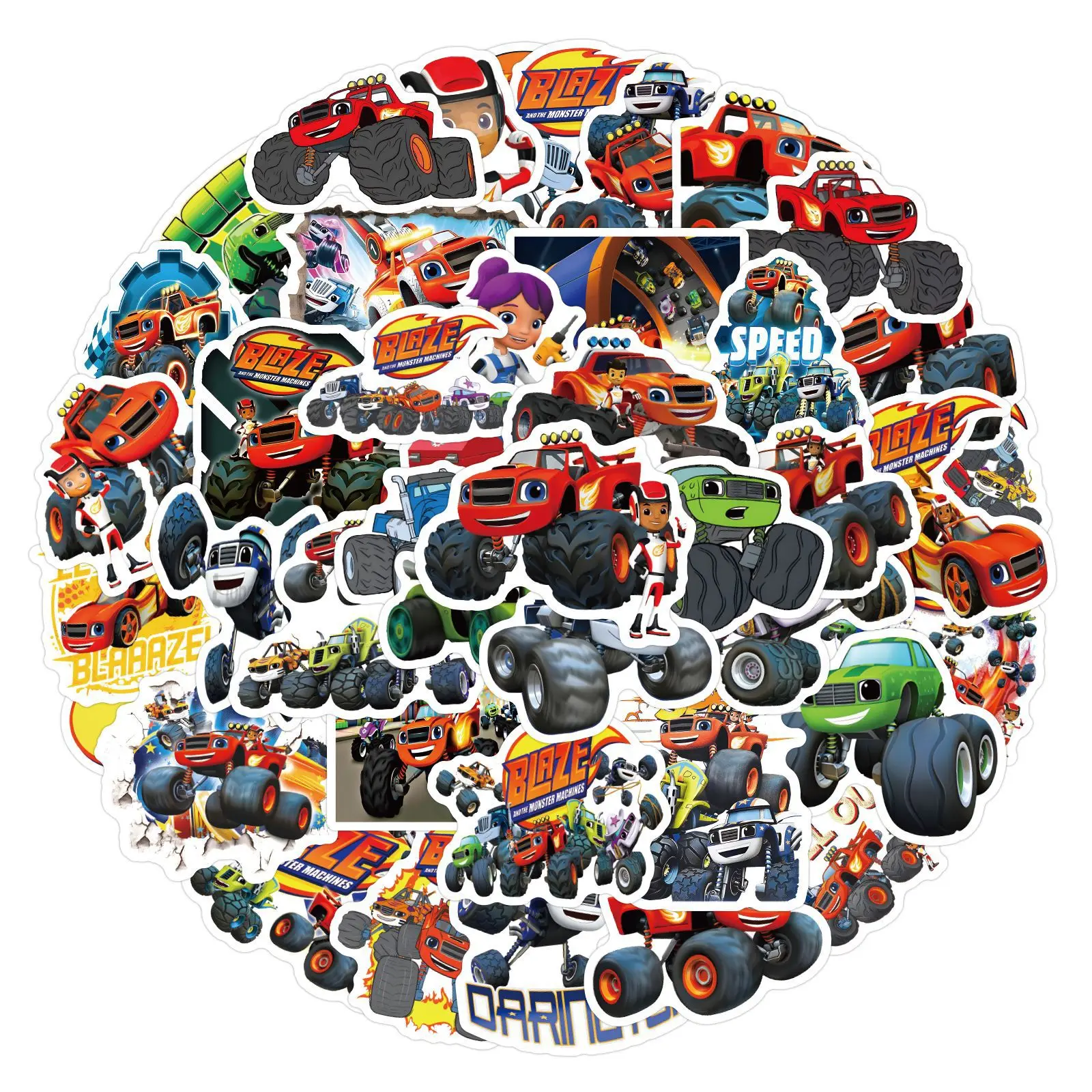55PCS Monster Truck Blaze Stickers for Scrapbooking and DIY Projects