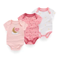 Kiddiezoom 3 Pcs/Lot Uniex Fashion Casual Cute Short Sleeve Baby Boy Girl Bodysuits Soft Infant Onesies 4