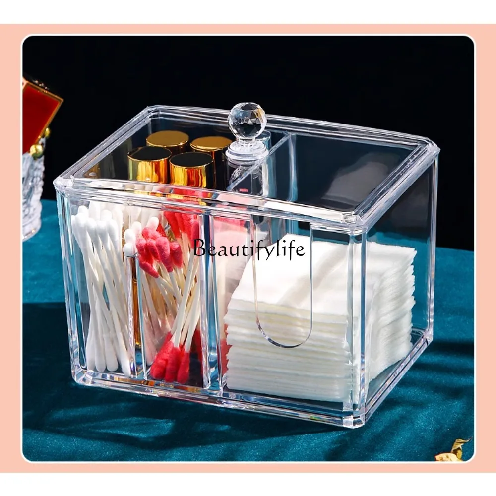 

Cotton Pad Storage Box Desktop Dresser Cosmetics Dustproof Lipstick Transparent Acrylic