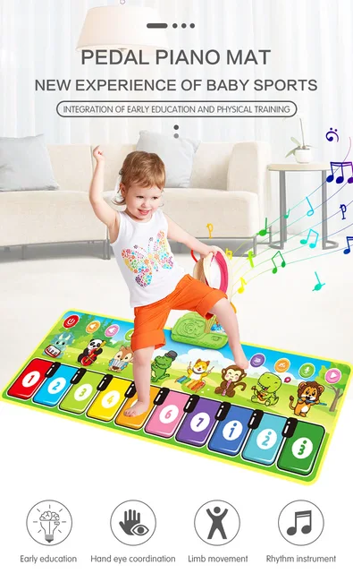 Tapete Musical para Bebês, Teclado Piano, Instrumento Musical, Cobertor,  Toque, Jogos Educativos, Brinquedos Montessori, Presentes para Crianças,  Chão - AliExpress