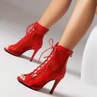 Sgesvier High Women Thin Heels Peep Toe Boots Stilettos Jazz Dance Women's shoes For Latin Dancing Street Sexy Stilettos - Image 6