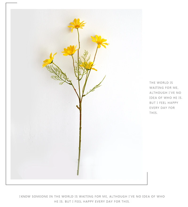 5-teilige künstliche Blumen aus Seide, Gänseblümchen, Brautstrauß, Vase, Zuhause, Zimmer, Hochzeit, Garten, Dekoration, DIY-Geschenk, gefälschte Pflanzen, Zubehör, günstig – Detail 6