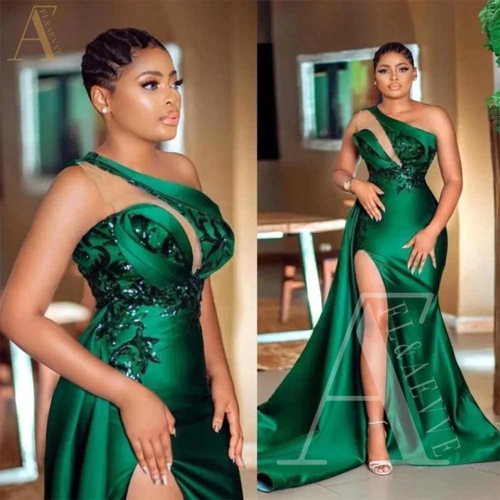

Green Satin Bridesmaid Dresses Side Split Dresses for Wedding Party Mermaid Elegant Gowns Elegant Long Wedding Guest Dress 2024