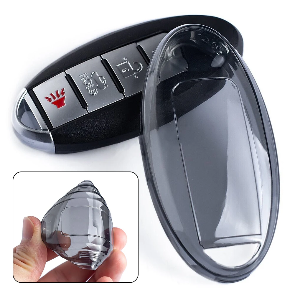 

TPU Car Remote Key Case Cover Shell Fob For Nissan For Infiniti Black Transparent Protector Holder Keyless
