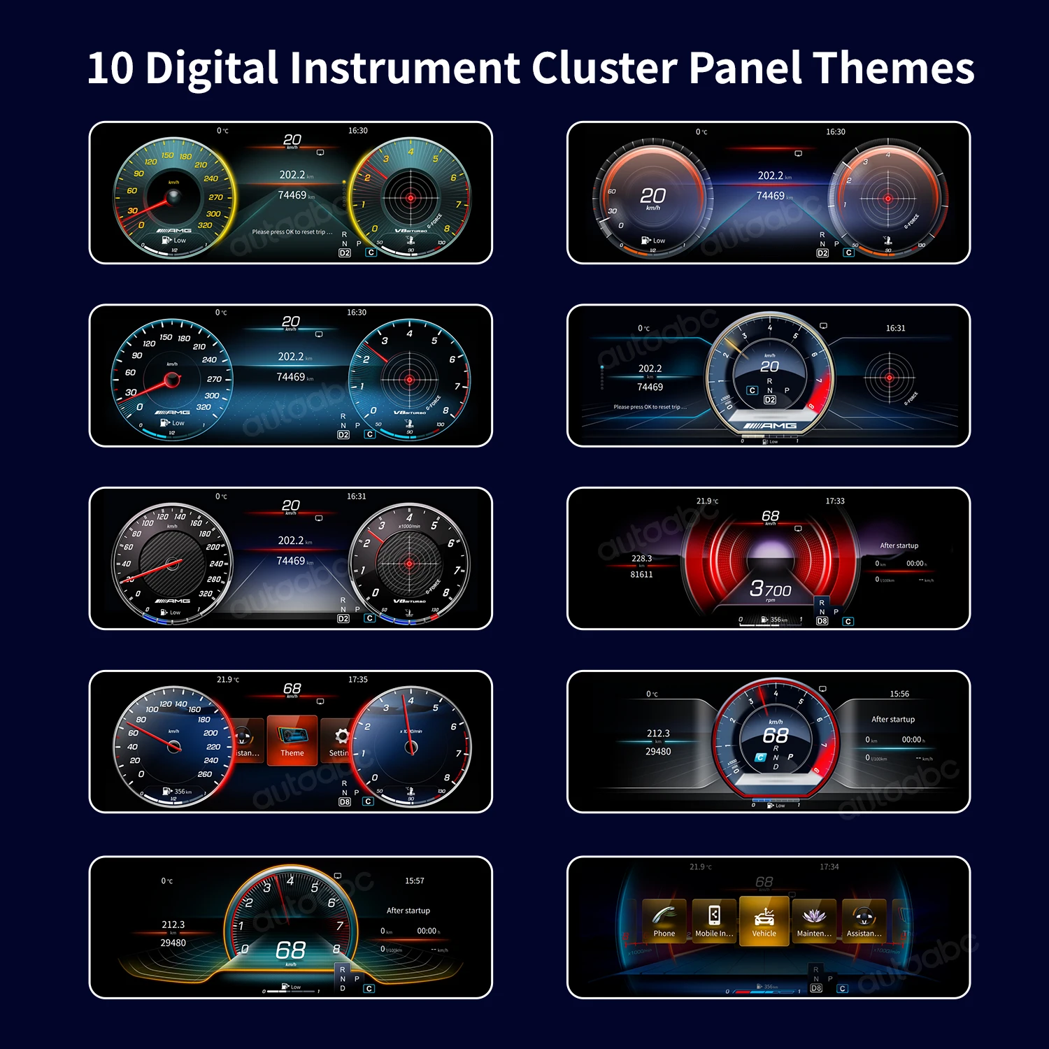 Panel de Instrumentos Digital LCD de 12.3'' para Benz Clase E W212 Años 2010-2015, Panel de Instrumentos Virtual, Velocímetro 5