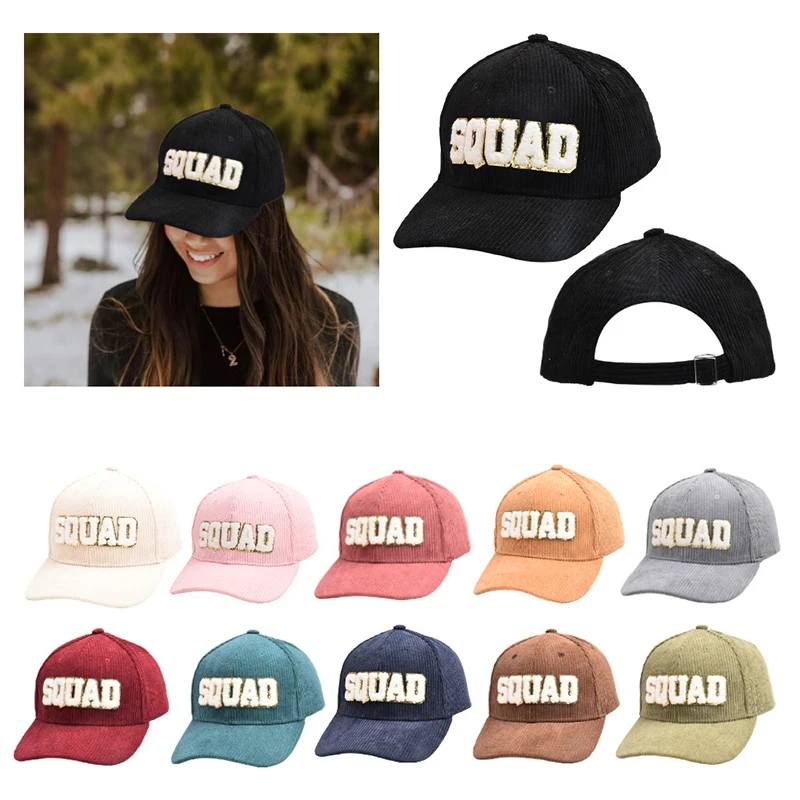 

New Unisex Squad Bride Corduroy Baseball Caps Outdoor Adjustable Trucker Cap Hip Hop Snapback Dad Hat for Women Casual Sun Hats