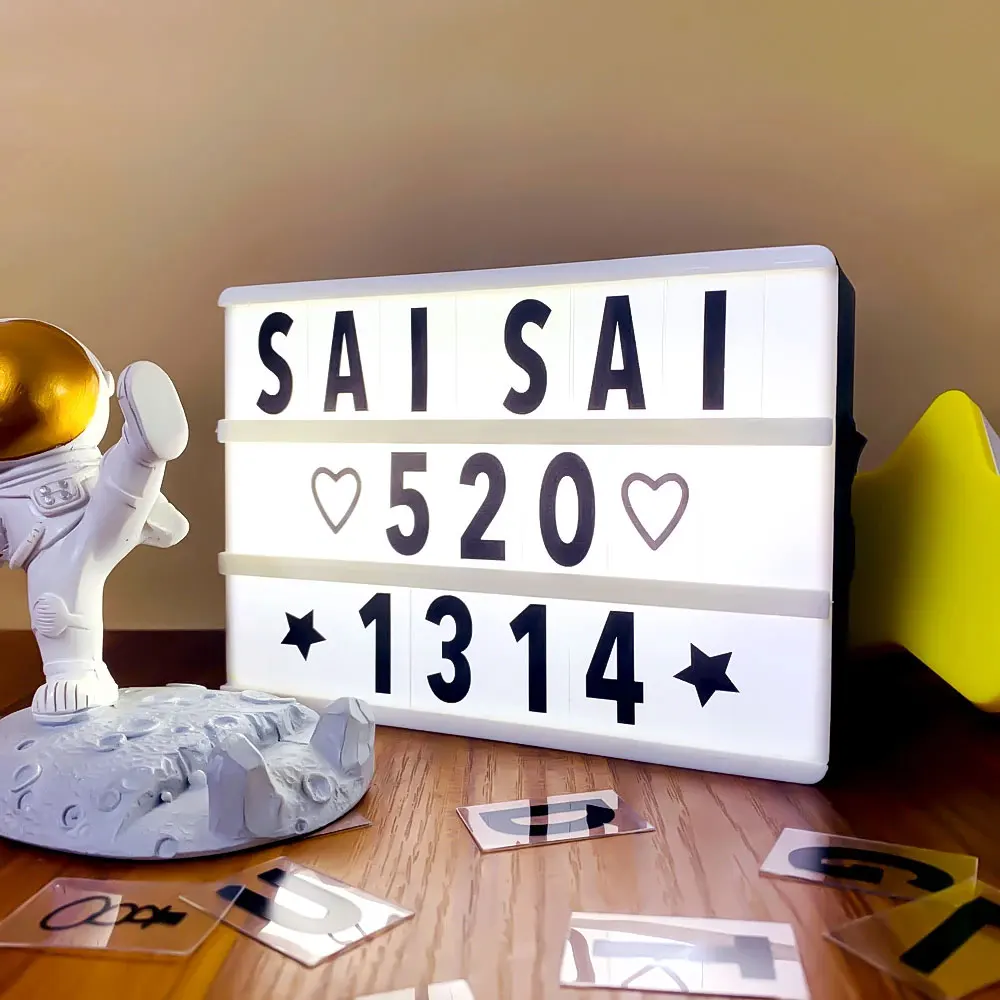 A3 A4 A5 A6 Size LED Combination Night Light Box Lamp DIY Black Letters Cards USB or AA dry Battery Cinema Lightbox Gift lantern 5