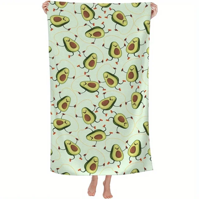 Beach Towel Cute Avocado Pattern Sun Protection Windproof Suitable for Swimming Pool Camping Travel Blanket 3