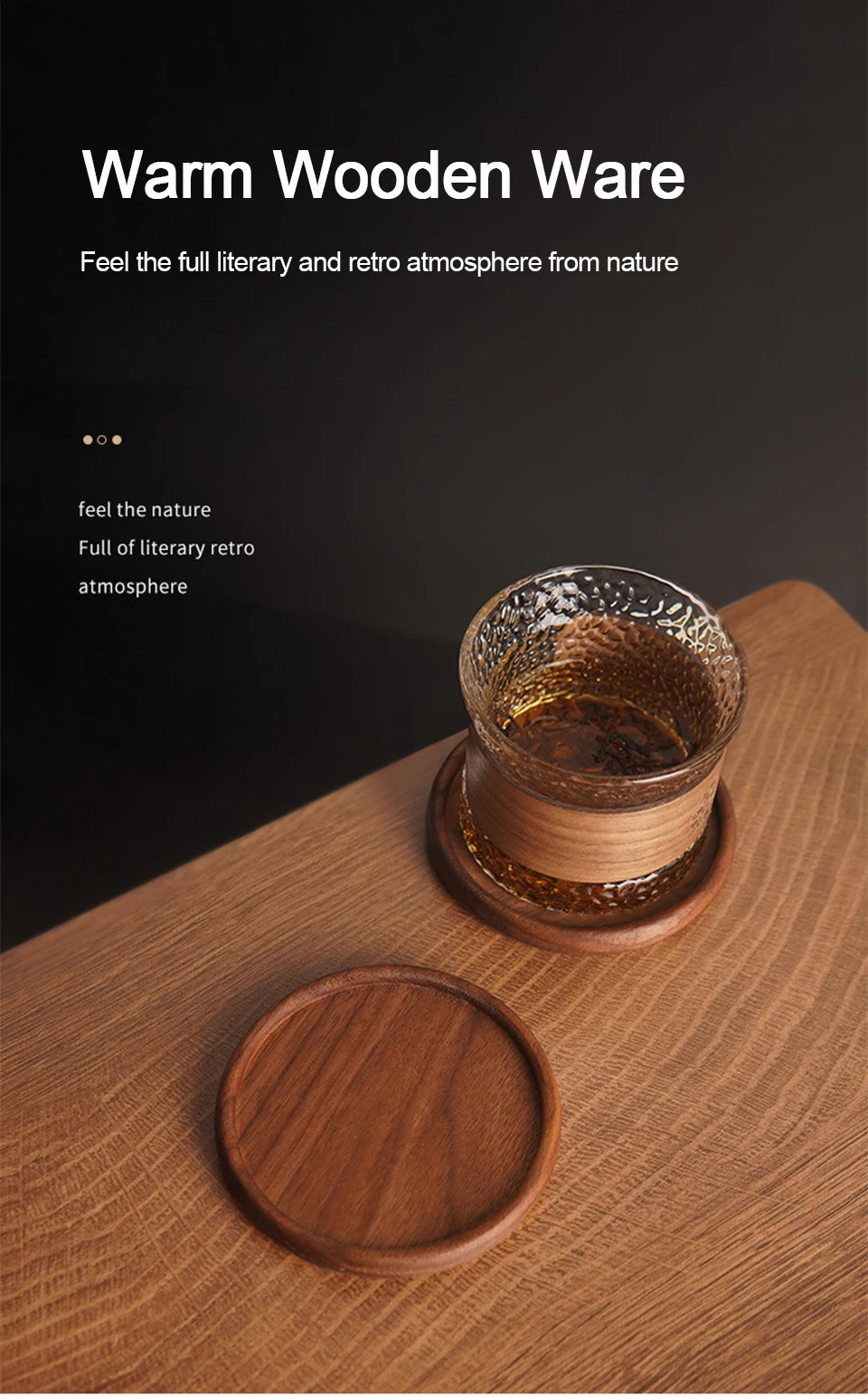 Description Picture 2 of item1PC Wooden Coaster Placemats Tea Coffee Cup Pad Durable Heat Resistant Teapot Mat Walnut Color Insulation Tableware Mug Holder