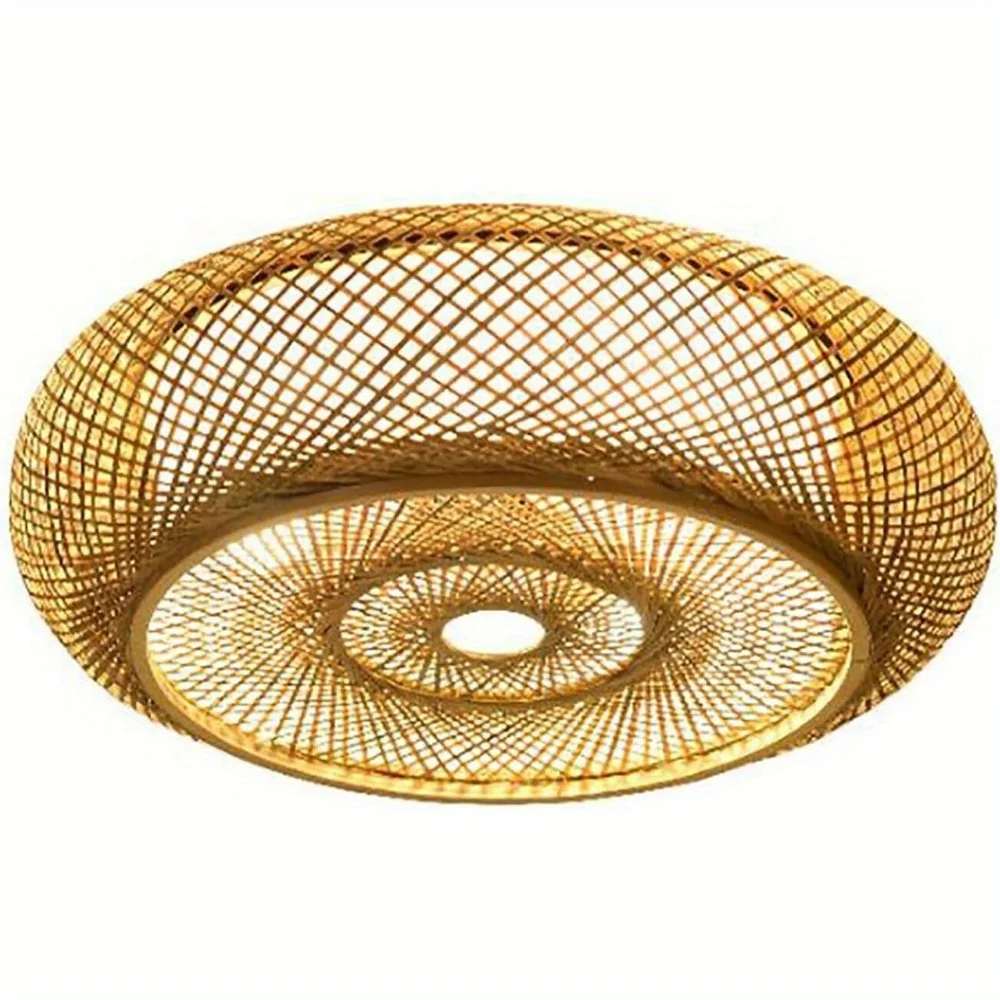 Retro Bamboe Geweven Plafondlamp Bamboe Hanglamp E27 Land Gang Plafondlamp Handgeweven Lamp Natuurlijke Bamboe Rotan Woonkamer Slaapkamer Studie Decoratieve Lamp,80cm
