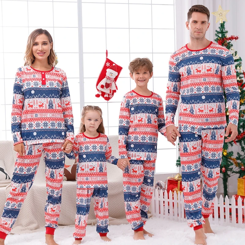 

2024 Family Matching Clothes Christmas Pajamas Set Mother Father Kids Son Matching Outfits Baby Girl Rompers Sleepwear Pyjamas