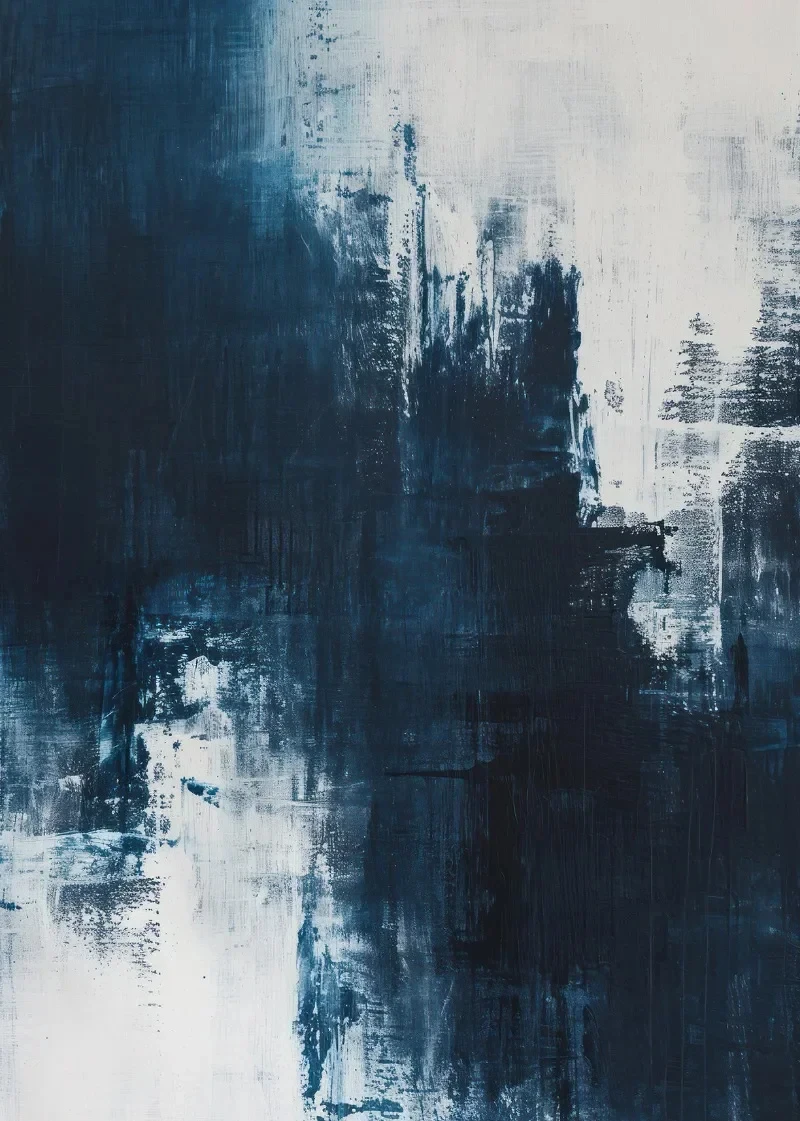 Modern Deep Blue Abstract Canvas Art for Living Room and Bedroom Wall Decor