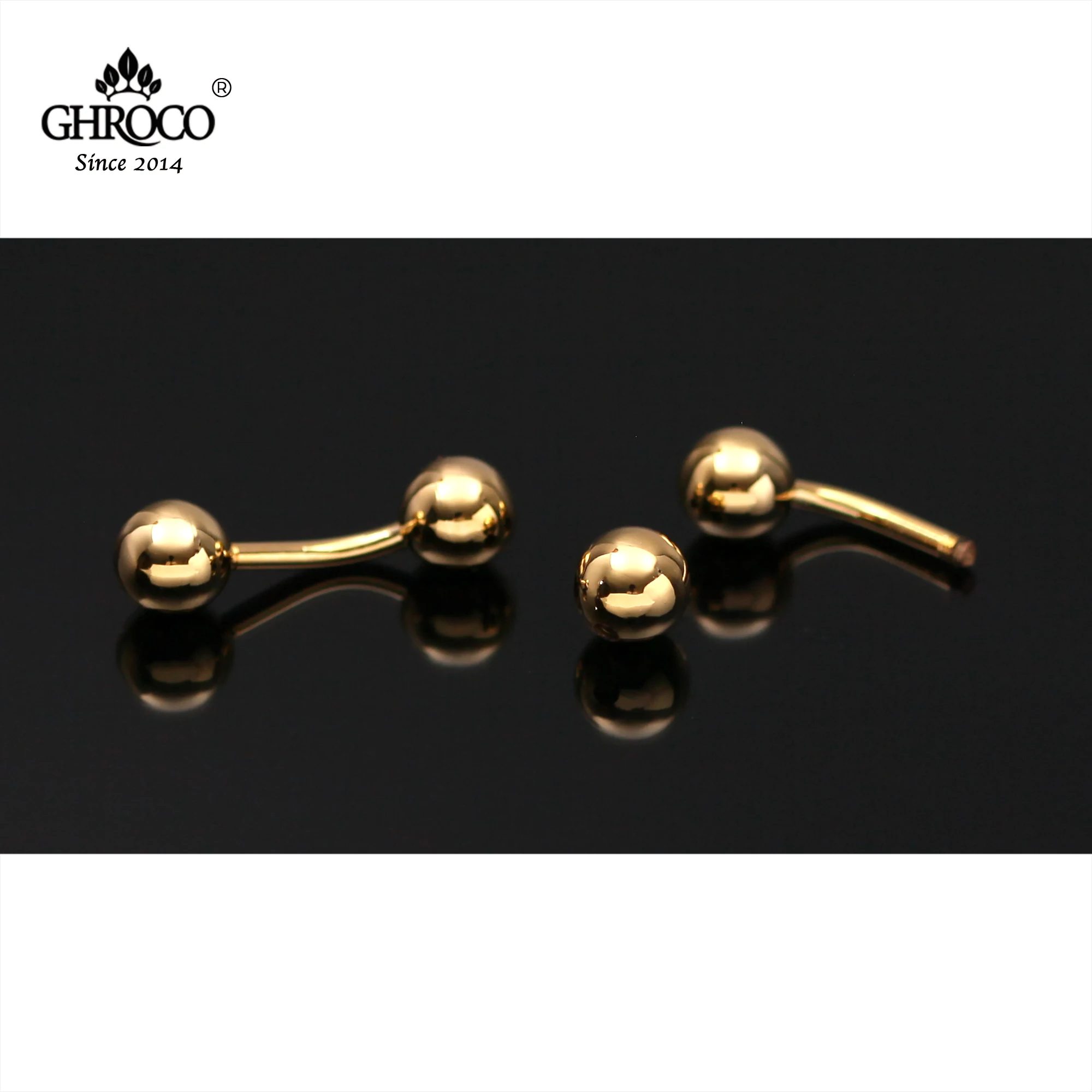 GHROCO High-Quality Exquisite Golden Ball Shape Screw Connect Cufflinks Fashion Luxury Gift for Groomsmen Groom and Businessmen