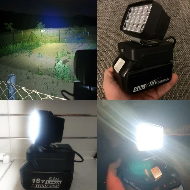 Portable LED Work Light Cordless for Makita/Dewalt/Milwaukee BL1430 BL1830 Lithium Battery Outdoor Lighting Camping portable led work light