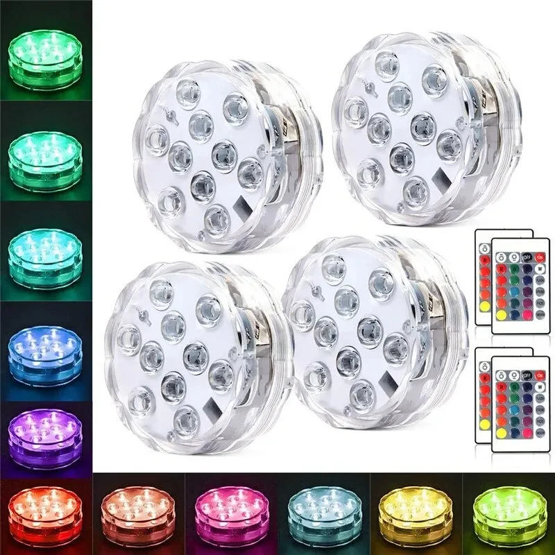 Led Underwater Light Ip68 Waterproof Battery Operated Multi Color Submersible Lamp for Fish Tank Swimming Pool Wedding Party