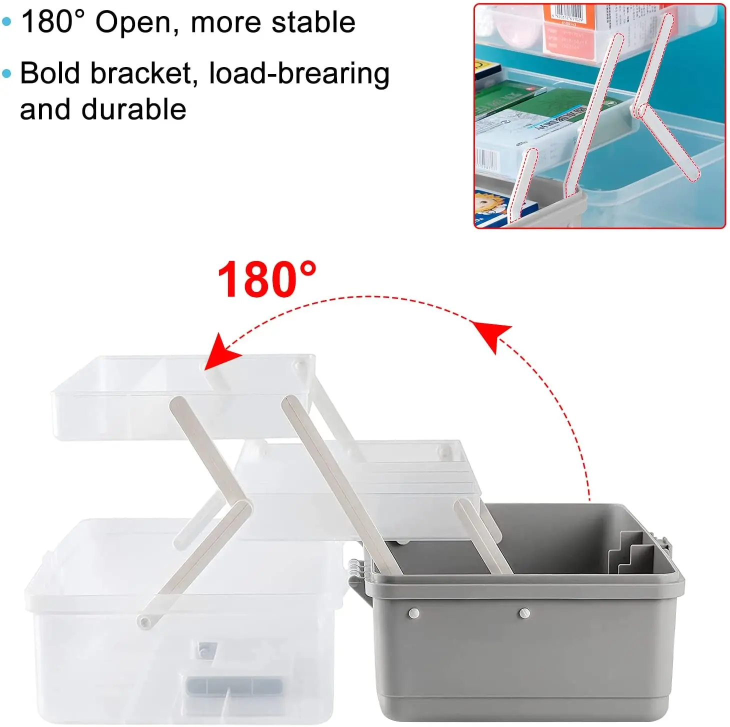 Utility Storage Box Organizer Art Supply Box 2 Tray Sewing Fishing Tackle  Box 3 Layers Plastic Portable Handled Carry Case - AliExpress