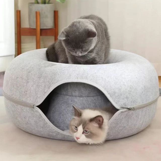 B-Tunnel Donut Cat Bed Interactive Tunnel Pet Felt Indoor Toys Cats House Kitten Training Toy Cat Kennel Cat Accessories 3